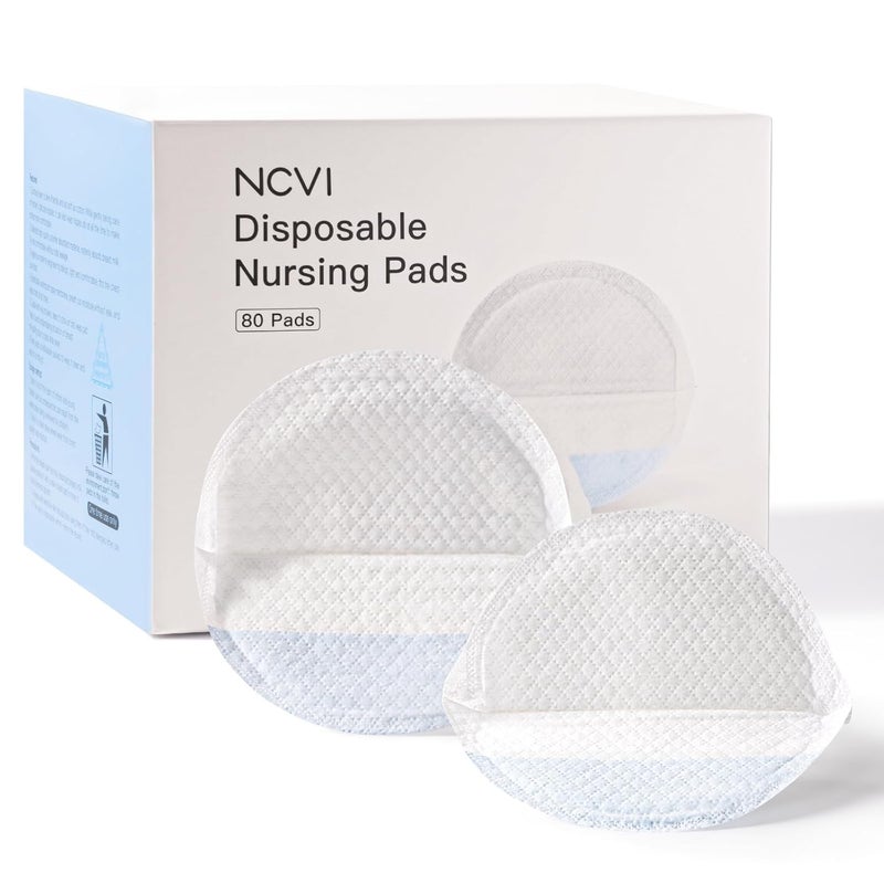 NCVI Disposable Nursing Pads, Breastfeeding Pads for Leaking Milk, Stay Dry & Ultra Absorbent, Breast Pads with Leak-Proof Design, Nipple Pads Thin and Soft, 80 Count - Image 1